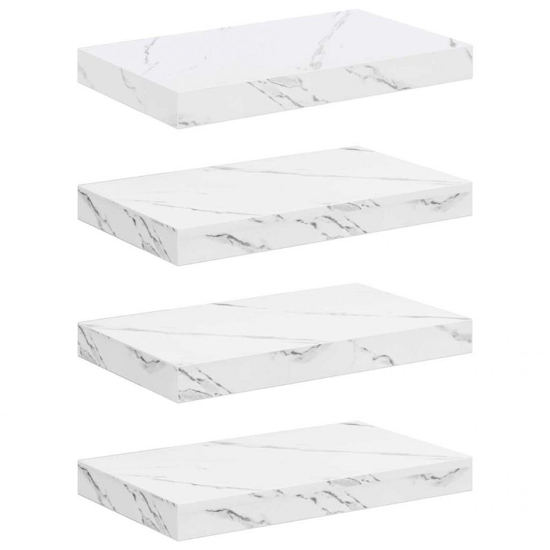 Półka ścienna 4 pcs Biały marmur 40 x 23,5 x 4 cm