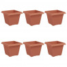 Kwadratowa doniczka na kwiaty 6 pcs Czerwony ceglasty