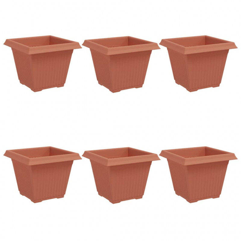 Kwadratowa doniczka na kwiaty 6 pcs Czerwony ceglasty