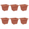 Kwadratowa doniczka na kwiaty 6 pcs Czerwony ceglasty