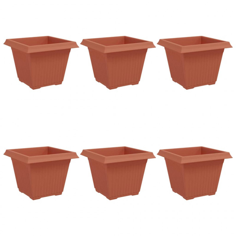 Kwadratowa doniczka na kwiaty 6 pcs Czerwony ceglasty