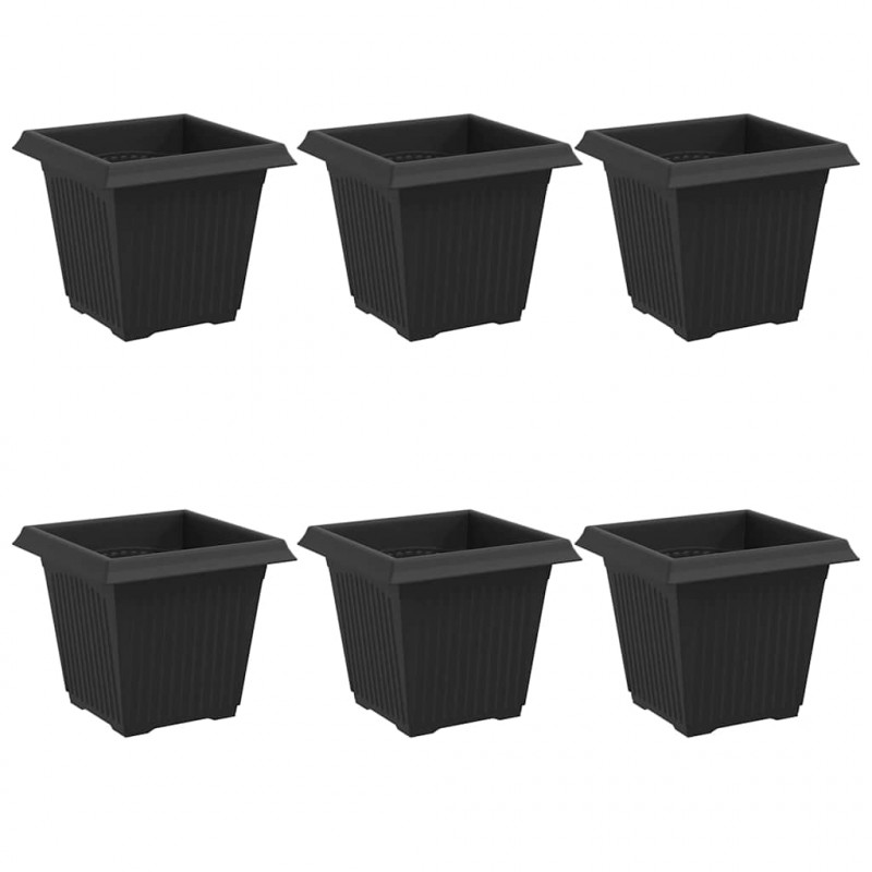 Kwadratowa doniczka na kwiaty 6 pcs Czarny 16 x 16 x 14 cm