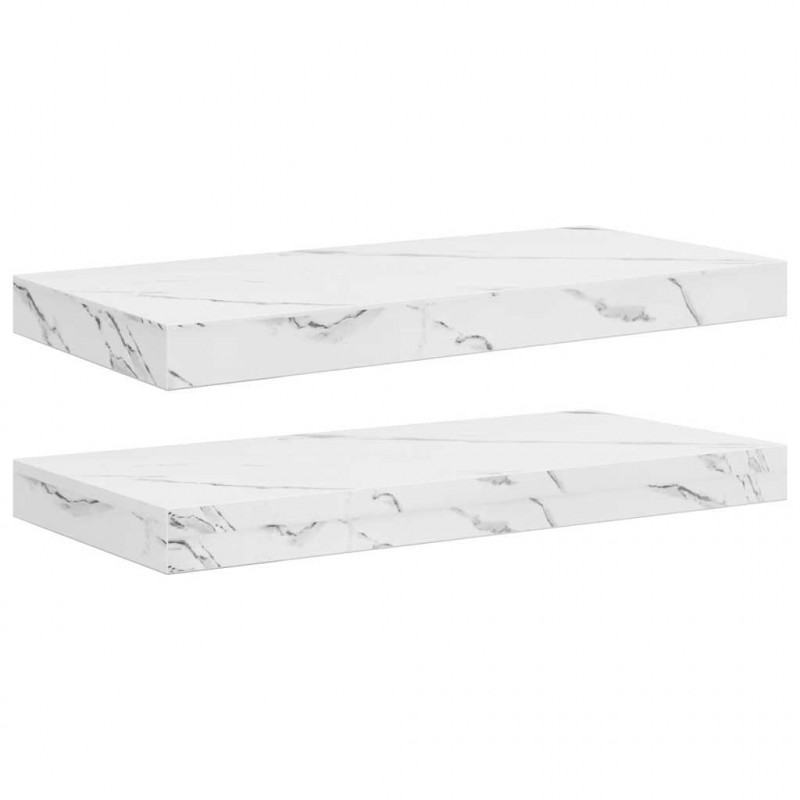 Półka ścienna 2 pcs Biały marmur 50 x 23,5 x 4 cm