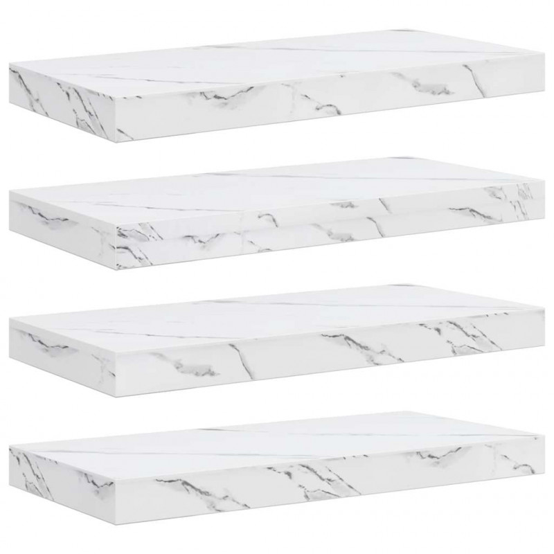 Półka ścienna 4 pcs Biały marmur 50 x 23,5 x 4 cm