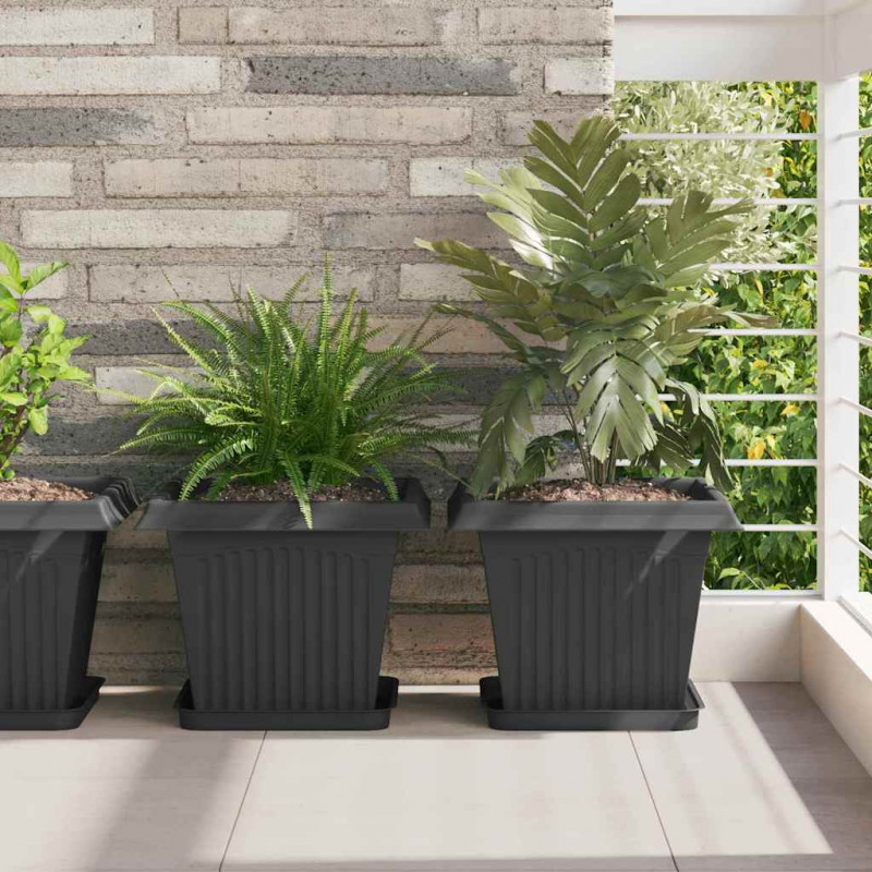 Kwadratowa doniczka na kwiaty 6 pcs Czarny 33 x 33 x 26 cm