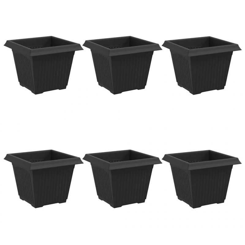 Kwadratowa doniczka na kwiaty 6 pcs Czarny 33 x 33 x 26 cm