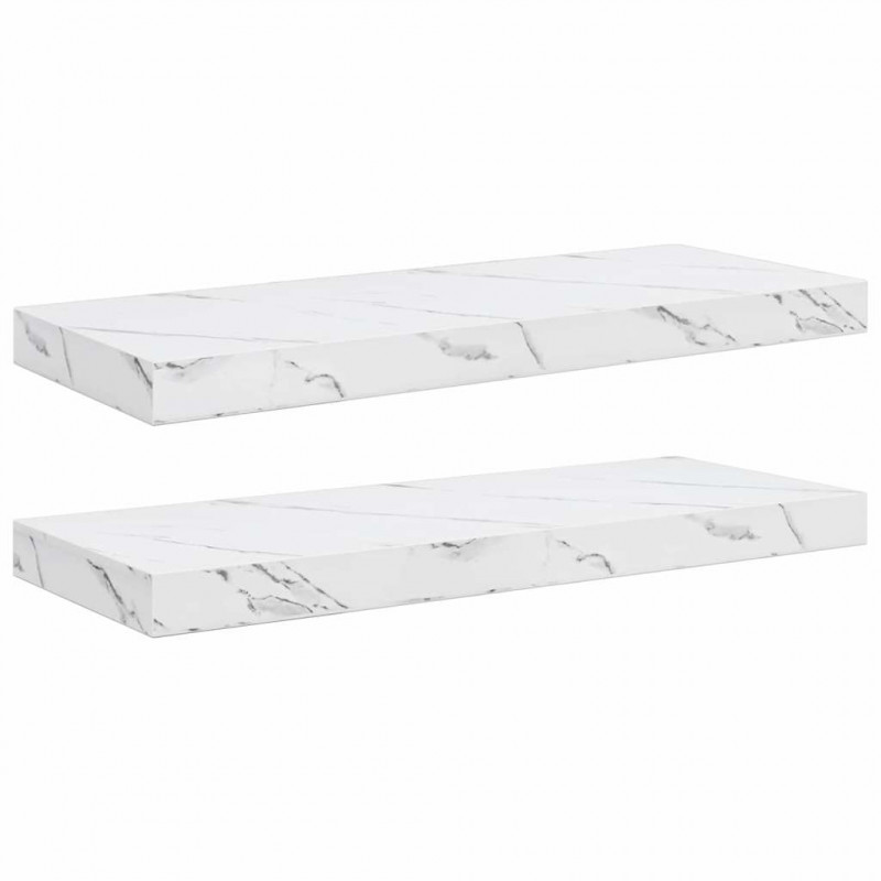 Półka ścienna 2 pcs Biały marmur 60 x 23,5 x 4 cm