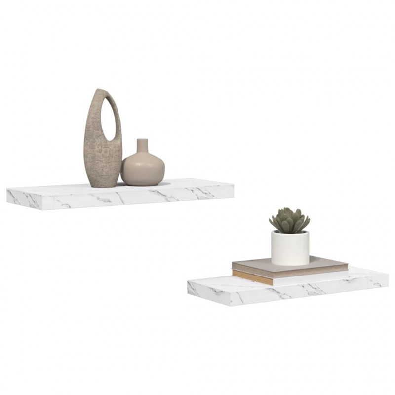Półka ścienna 2 pcs Biały marmur 60 x 23,5 x 4 cm