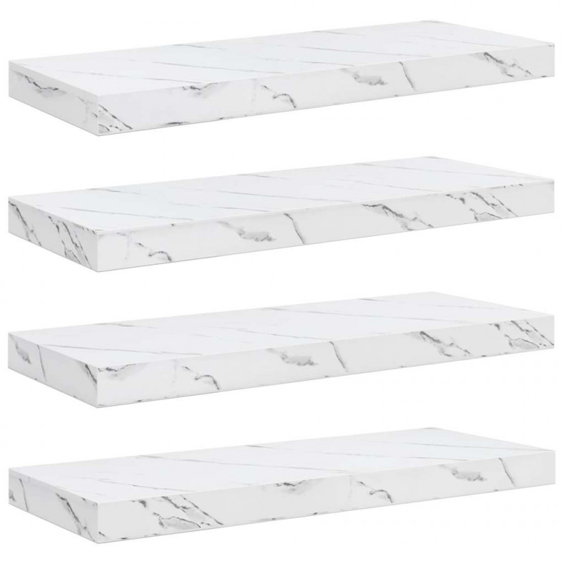 Półka ścienna 4 pcs Biały marmur 50 x 23 x 4 cm