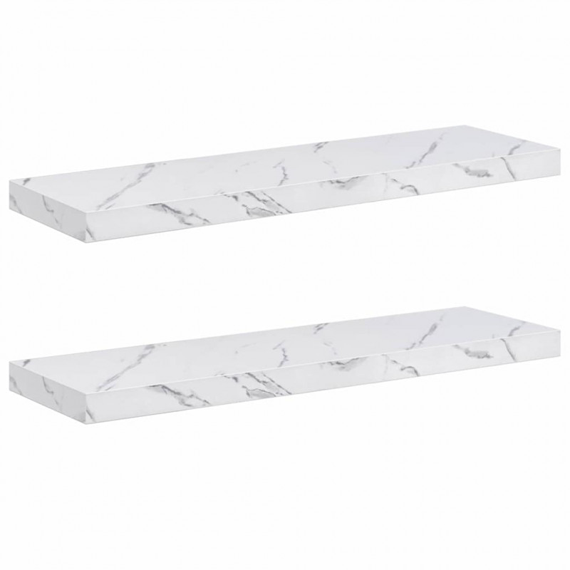 Półka ścienna 2 pcs Biały marmur 80 x 23,5 x 4 cm