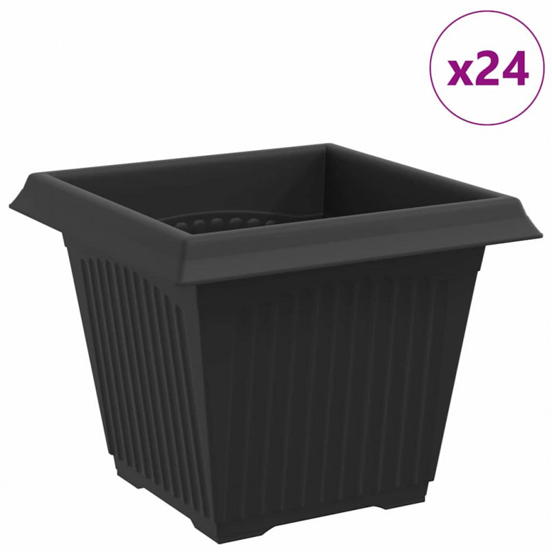 Kwadratowa doniczka na kwiaty 24 pcs Czarny 20 x 20 x 16 cm