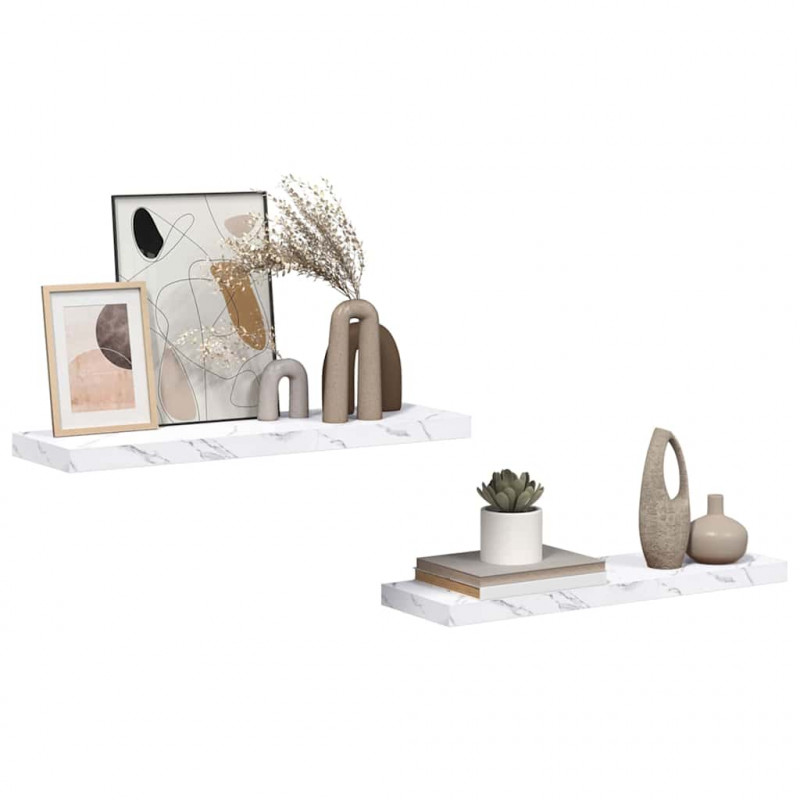 Półka ścienna 2 pcs Biały marmur 90 x 23,5 x 4 cm