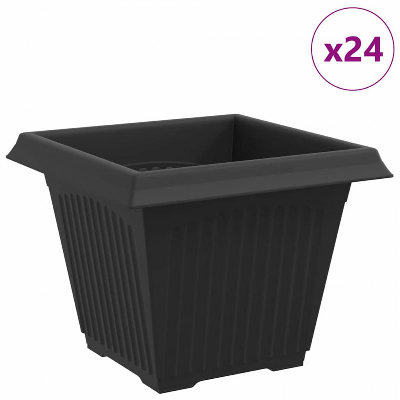 Kwadratowa doniczka na kwiaty 24 pcs Czarny 38 x 38 x 30 cm