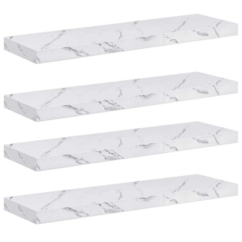 Półka ścienna 4 pcs Biały marmur 90 x 23,5 x 4 cm