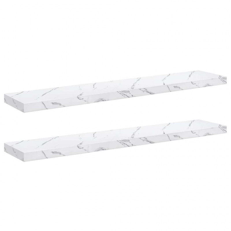 Półka ścienna 2 pcs Biały marmur 120 x 23,5 x 4 cm