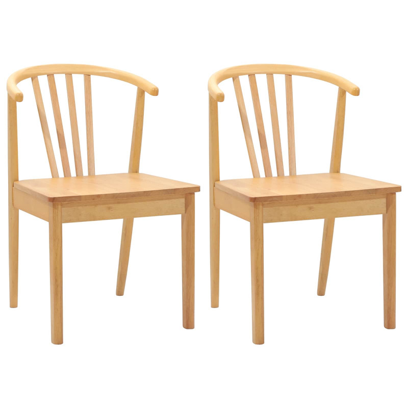 Krzesło jadalniane 2 pcs Naturalny Solidne drewno kauczukowe