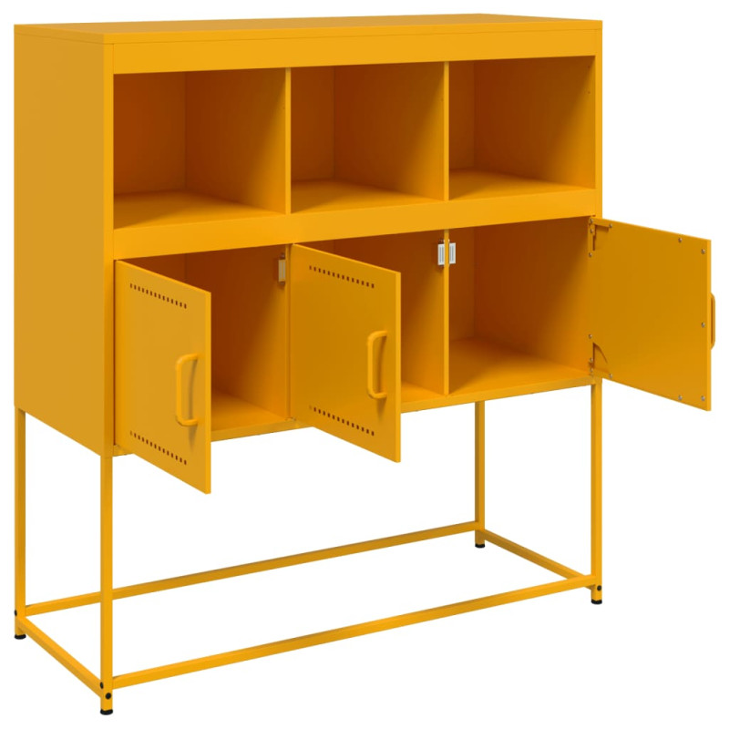 Szafka, musztardowa, 100,5x39x107 cm, stal