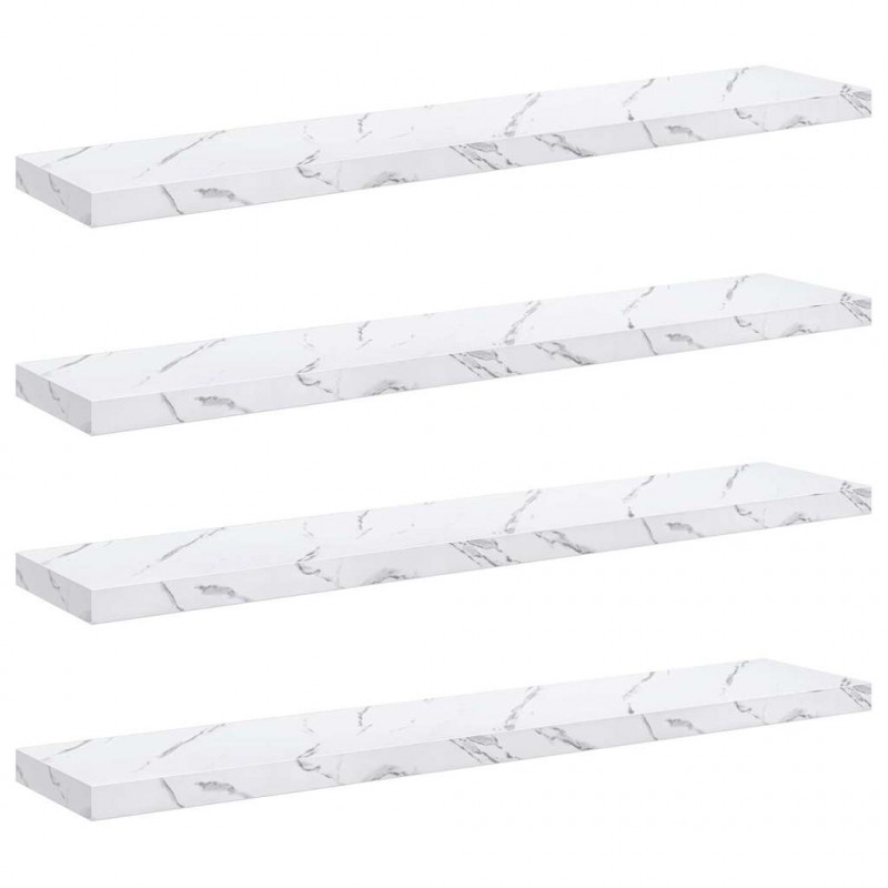 Półka ścienna 4 pcs Biały marmur 120 x 23,5 x 4 cm