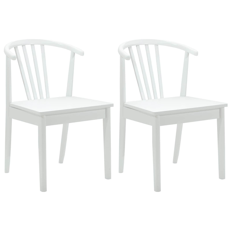 Krzesło jadalniane 2 pcs Biały Solidne drewno kauczukowe