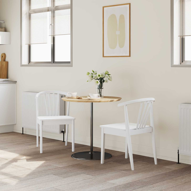 Krzesło jadalniane 2 pcs Biały Solidne drewno kauczukowe