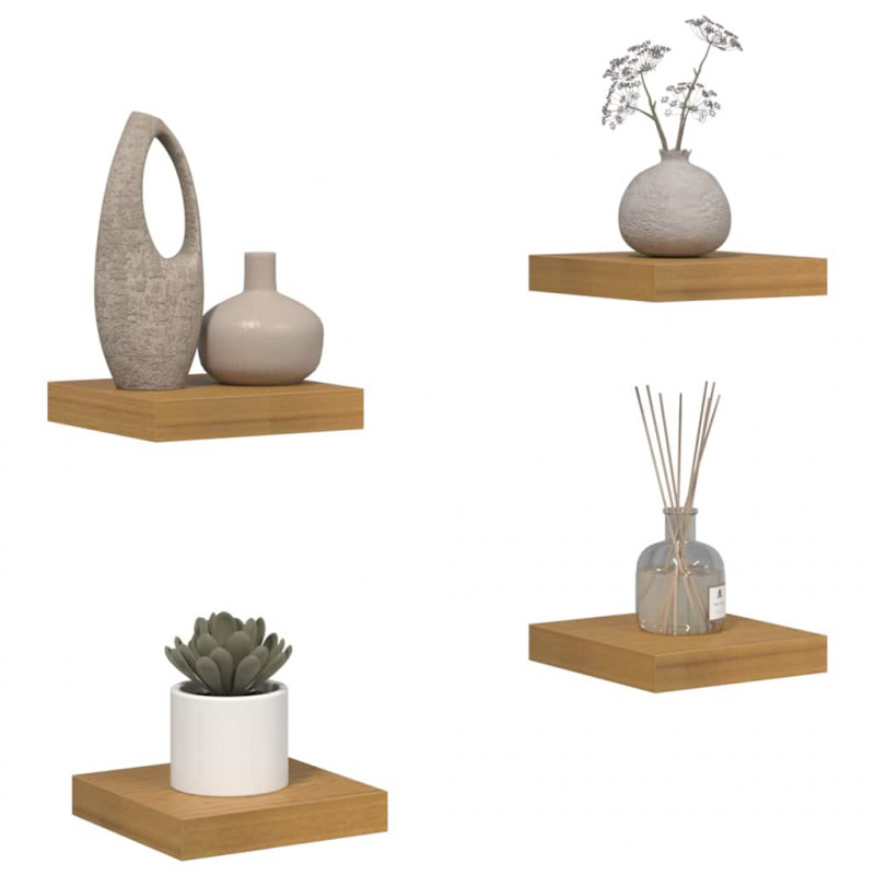 Półka ścienna z przechowywaniem 4 pcs Beżowy 23 x 23,5 x 4 cm