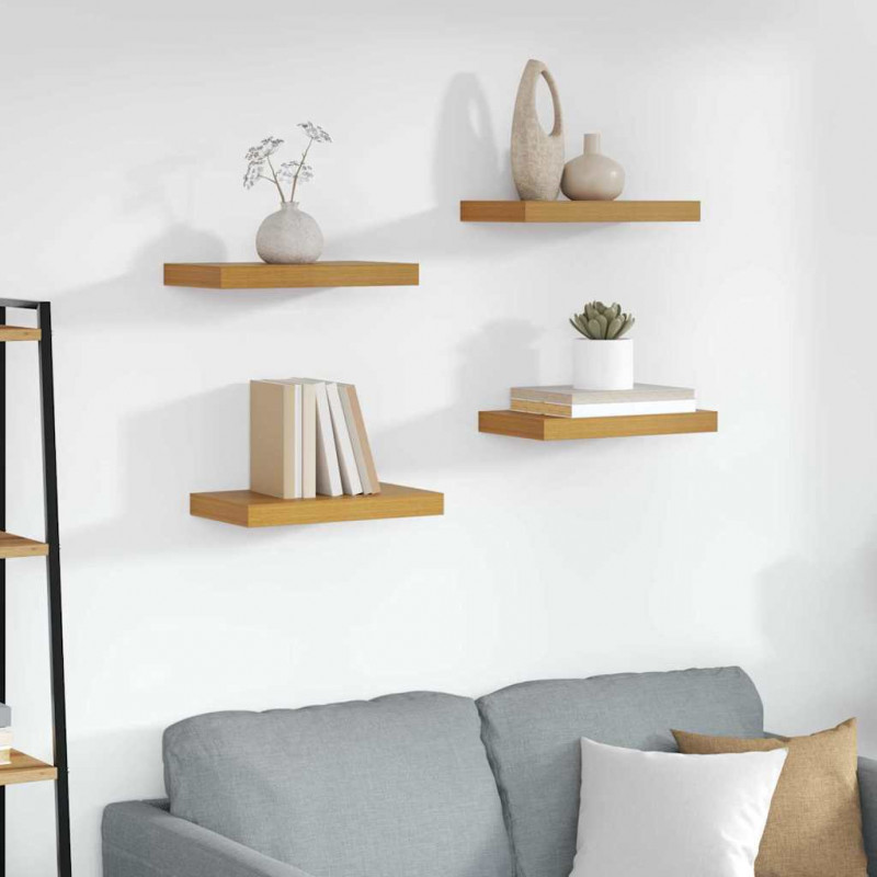 Półka ścienna z przechowywaniem 4 pcs Beżowy 40 x 23,5 x 4 cm