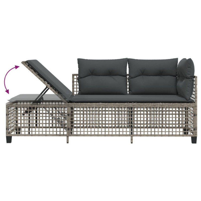 3-cz. narożna sofa ogrodowa z poduszkami, szara, polirattan