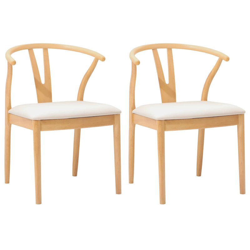 Krzesło jadalniane 2 pcs Naturalny i jasny Drewno Gumowe