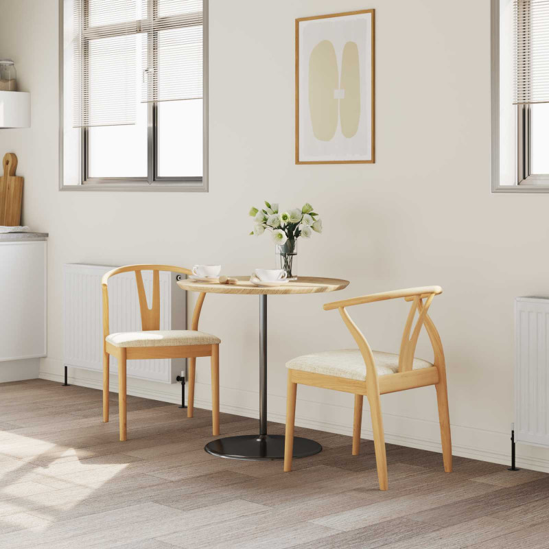 Krzesło jadalniane 2 pcs Naturalny i jasny Drewno Gumowe