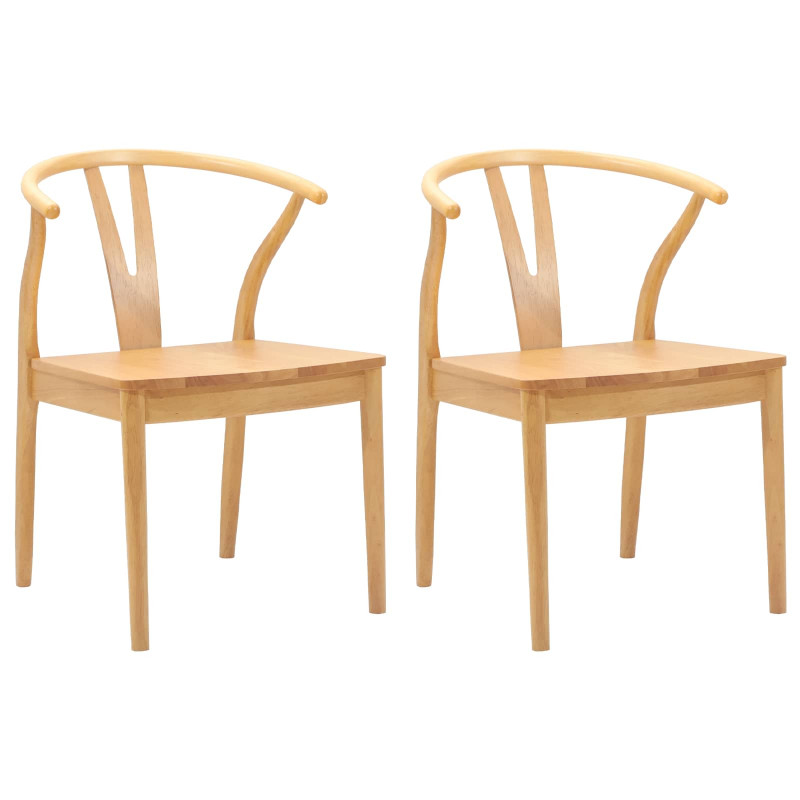 Krzesło jadalniane 2 pcs Naturalny Drewno Gumowe