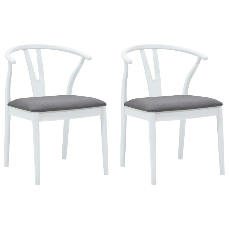 Krzesło jadalniane 2 pcs Biały i szary Drewno Gumowe