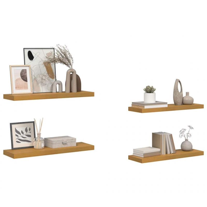 Półka ścienna z przechowywaniem 4 pcs Beżowy 90 x 23,5 x 4 cm