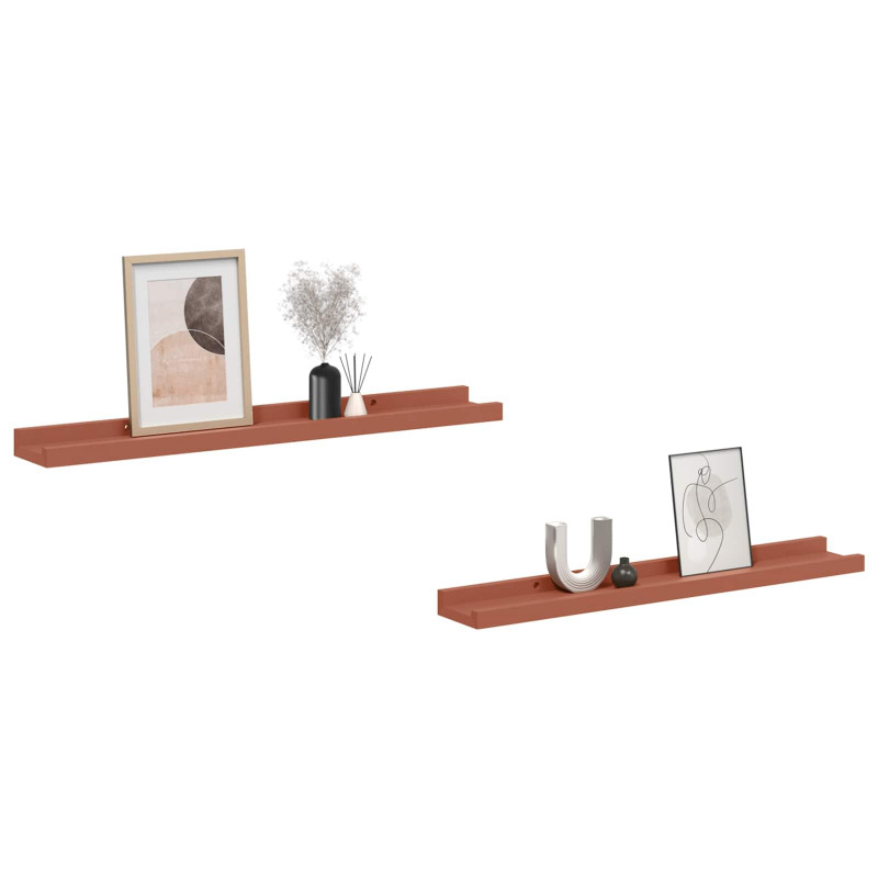 Półka ścienna z półką 2 pcs Czerwony 60 x 9 x 3 cm