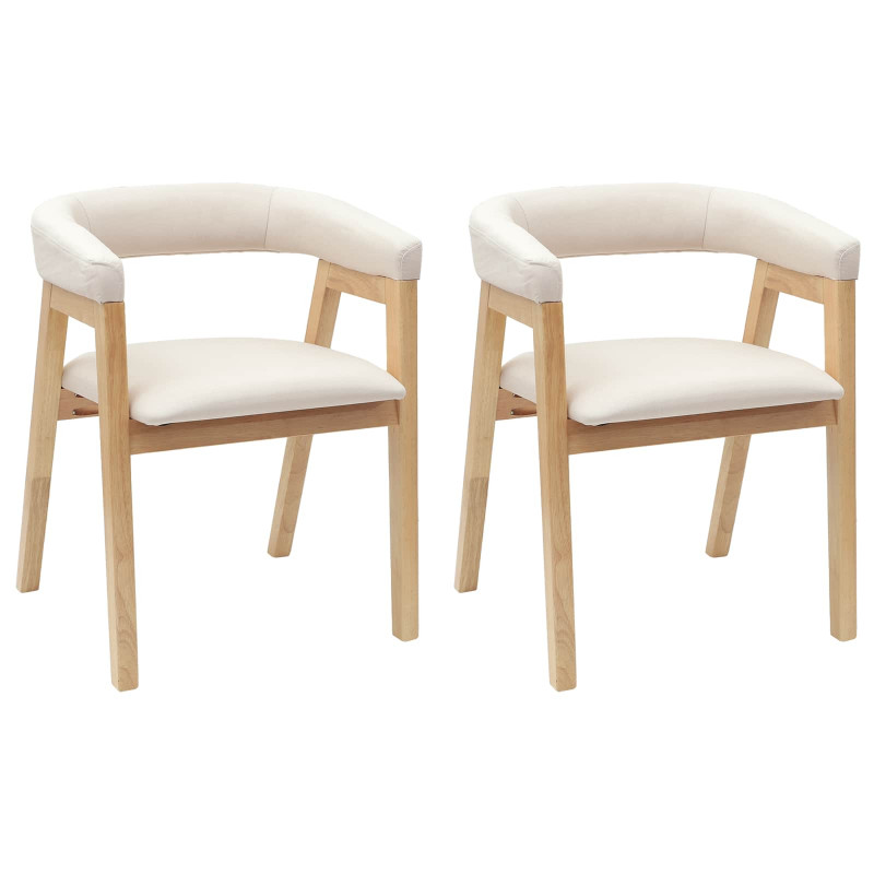 Krzesła jadalne 2 pcs Naturalny 54 x 57 x 73 cm Drewno Gumowe