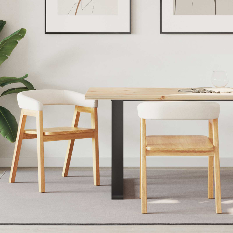 Krzesła jadalne 2 pcs Naturalny 54 x 57 x 73 cm Drewno Gumowe
