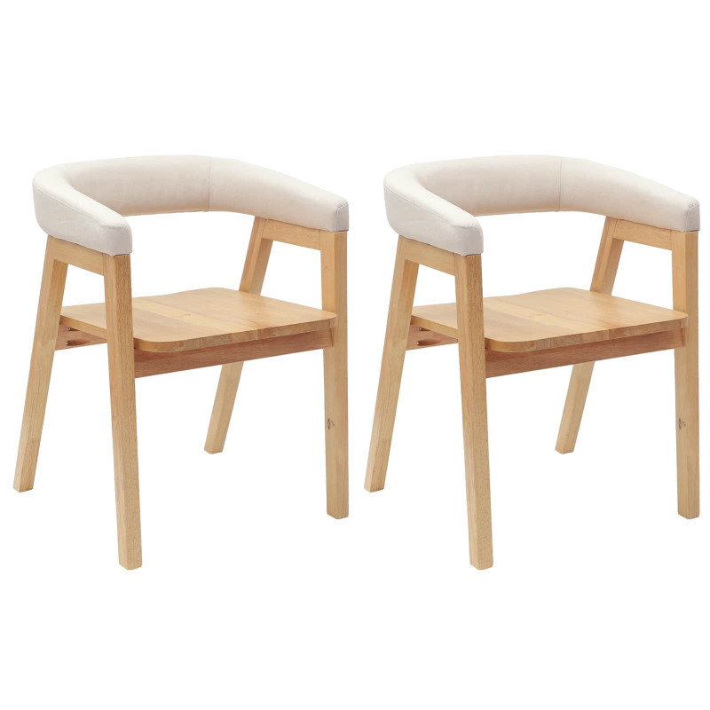 Krzesła jadalne 2 pcs Naturalny 54 x 57 x 73 cm Drewno Gumowe
