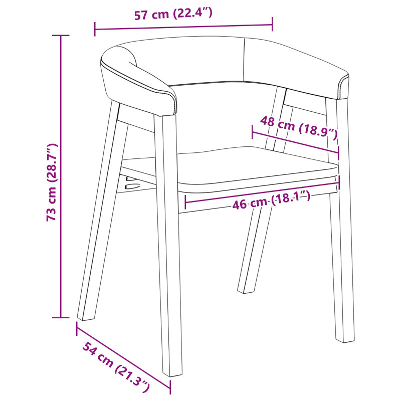 Krzesła jadalne 2 pcs Biały 54 x 57 x 73 cm Drewno Gumowe