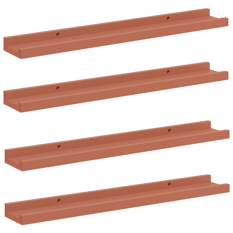 Półka ścienna z półką 4 pcs Czerwony 60 x 9 x 3 cm
