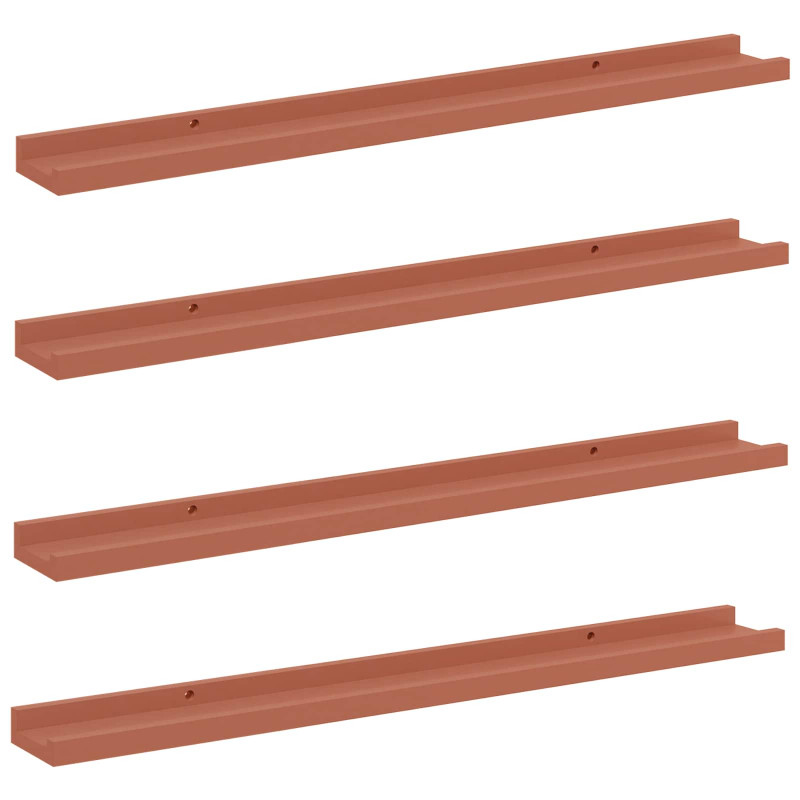 Półka ścienna z półką 4 pcs Czerwony 80 x 9 x 3 cm