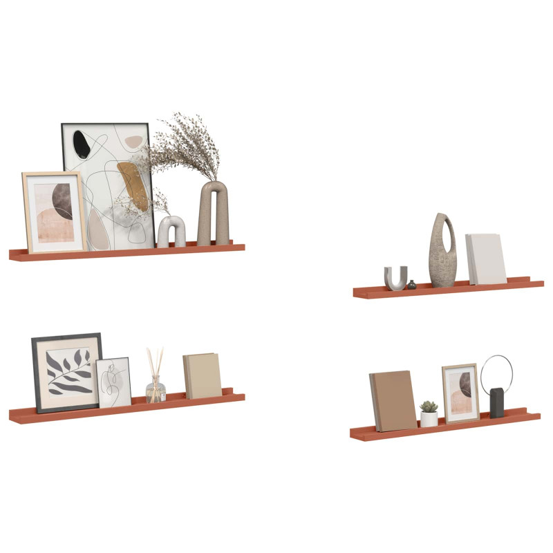 Półka ścienna z półką 4 pcs Czerwony 80 x 9 x 3 cm