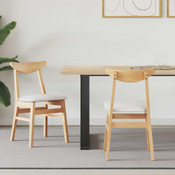 Krzesła jadalne 2 pcs Naturalny 42 x 47.5 x 81 cm Drewno Gumowe