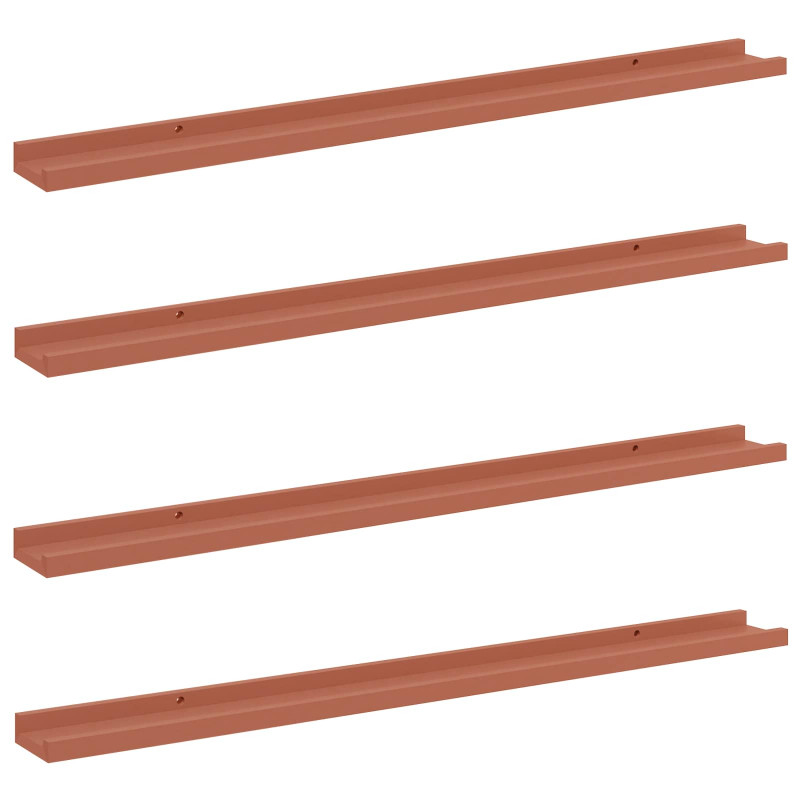 Półka ścienna z półką 4 pcs Czerwony 100 x 9 x 3 cm