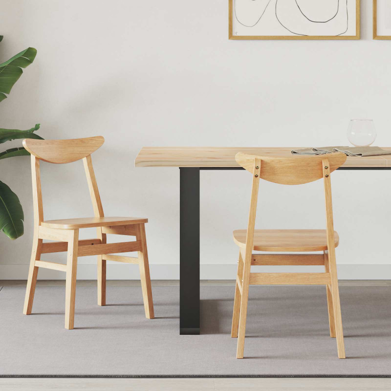 Krzesła jadalne 2 pcs Naturalny 42 x 47.5 x 81 cm Drewno Gumowe