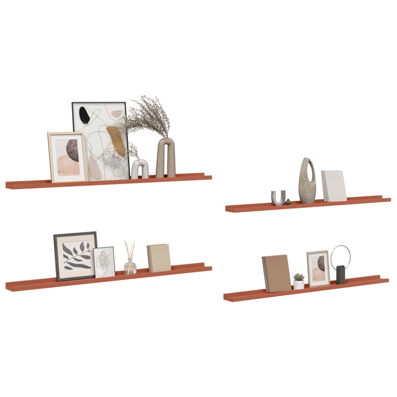 Półka ścienna z półką 4 pcs Czerwony 115 x 9 x 3 cm