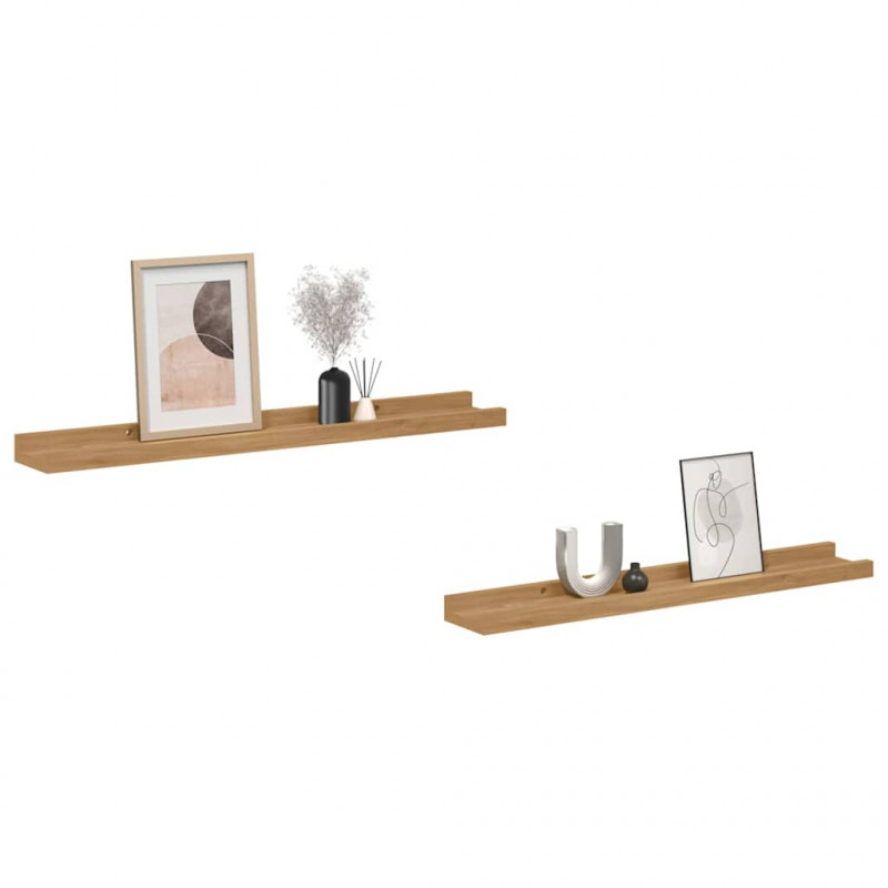 Półka ścienna z półką 2 pcs Brązowy 60 x 9 x 3 cm