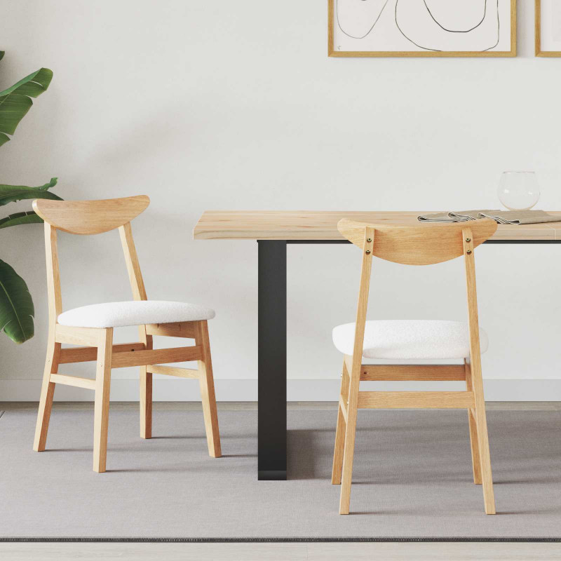 Krzesła jadalne 2 pcs Naturalny 42 x 47.5 x 81 cm Drewno Gumowe