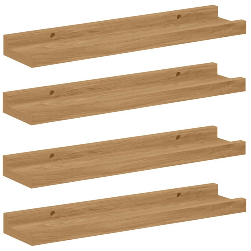Półka ścienna z półką 4 pcs Brązowy 40 x 9 x 3 cm
