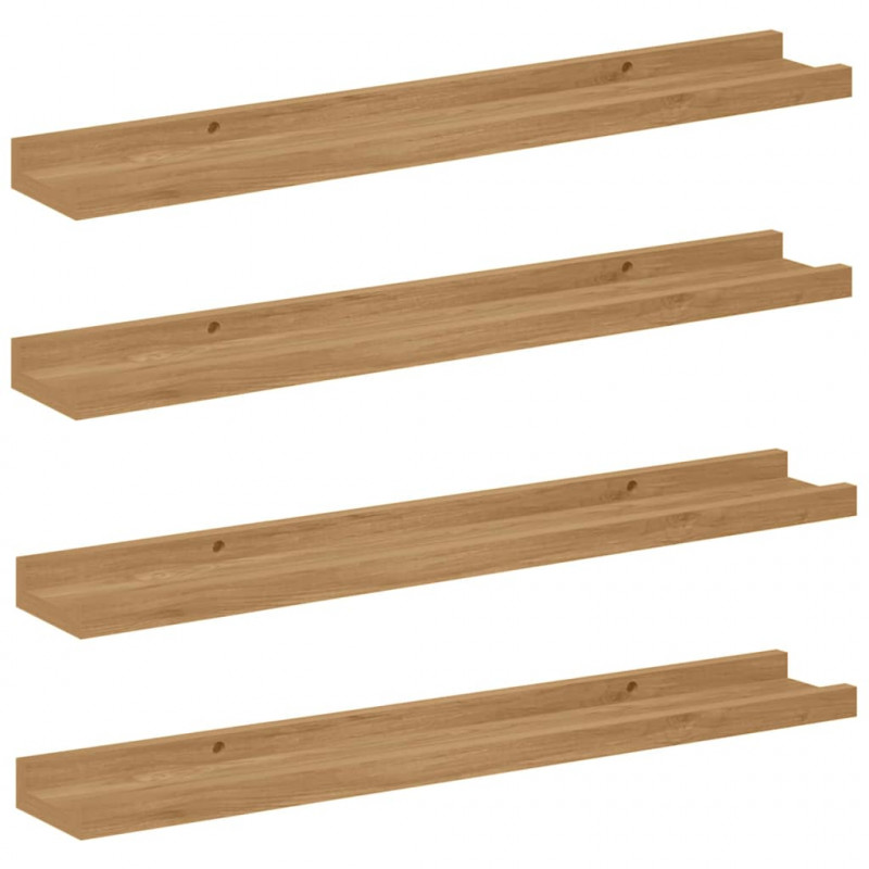 Półka ścienna z półką 4 pcs Brązowy 60 x 9 x 3 cm