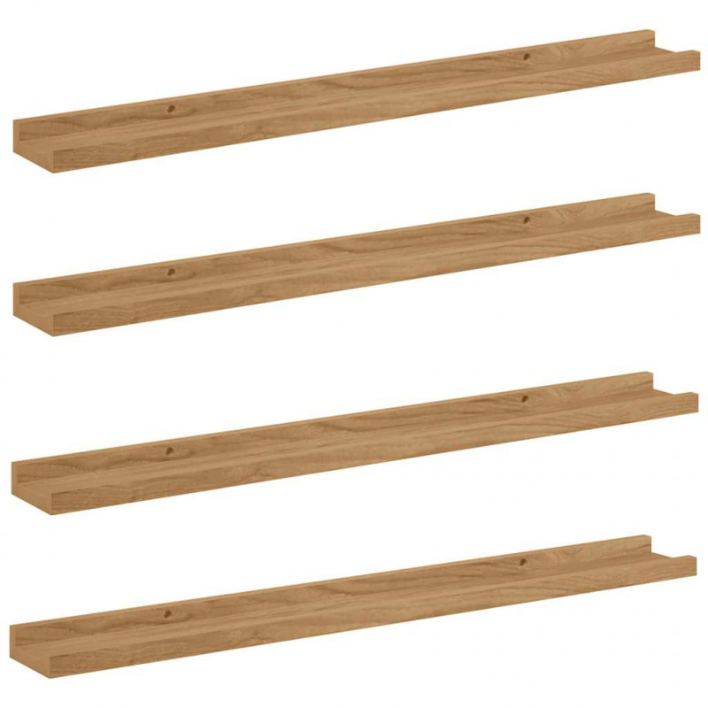 Półka ścienna z półką 4 pcs Brązowy 80 x 9 x 3 cm