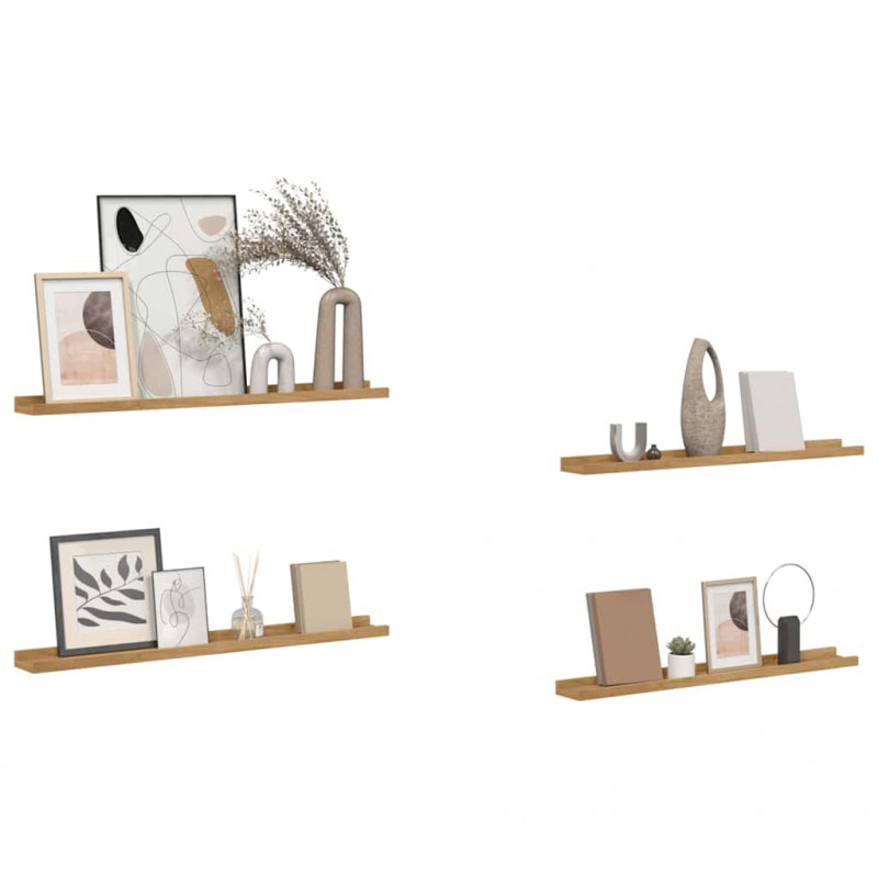 Półka ścienna z półką 4 pcs Brązowy 80 x 9 x 3 cm